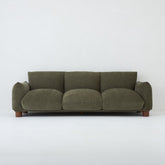 Front view of Sumi 3-Seater Sofa in Forest finish showcasing pillowy cushions
